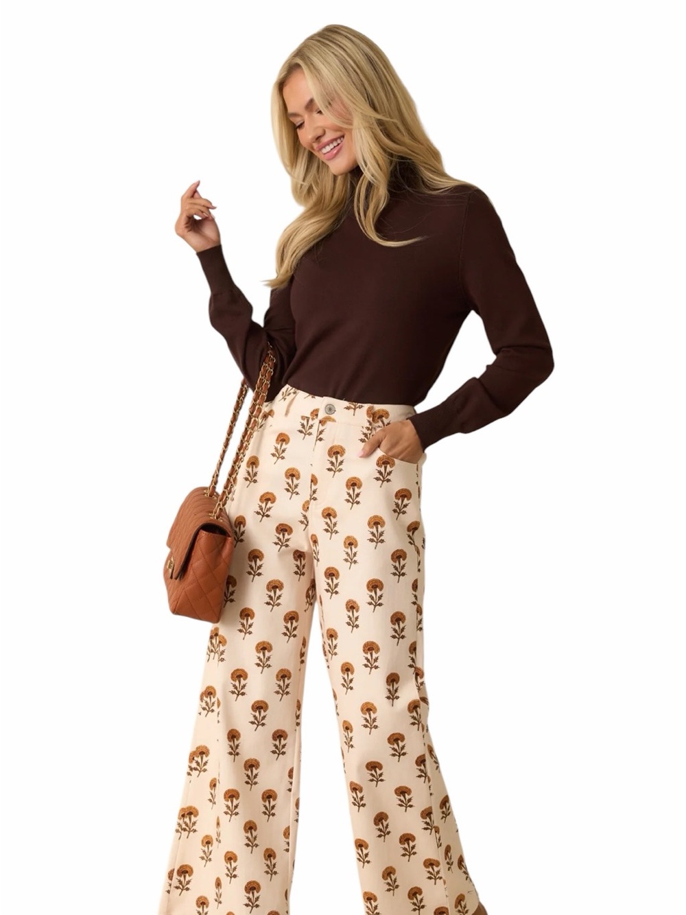 Cielo Dark Brown Turtleneck Sweater